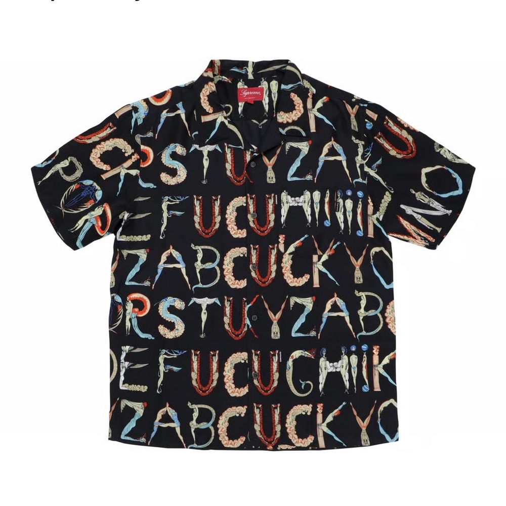Supreme Multicolor Alphabet Silk button up